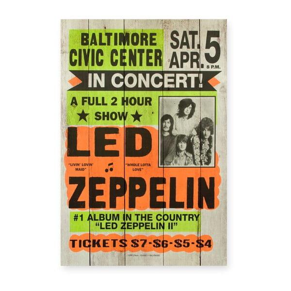Tablou din lemn de pin Really Nice Things Led Zeppeling, 60 x 40 cm