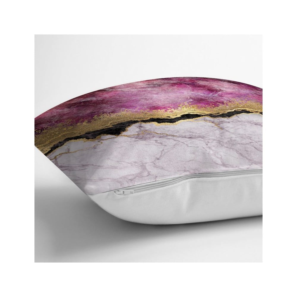 Față de pernă Minimalist Cushion Covers Marble With Pink And Gold, 45 x 45 cm And imagine noua somnexpo.ro