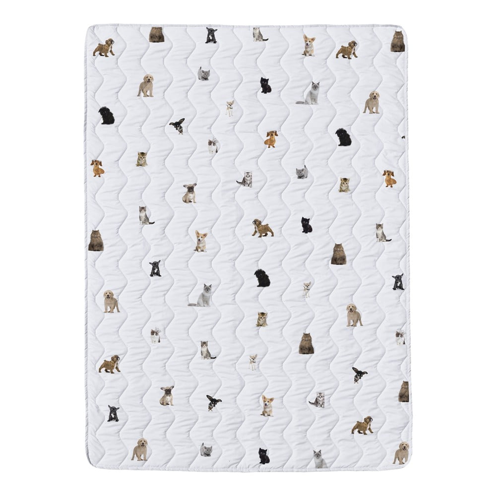 Set pătură și față de masă alb din bumbac satinat matlasat 140x200 cm The Cutest Ones – Butter Kings