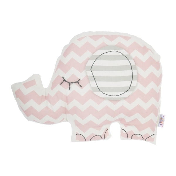 Pernă din amestec de bumbac pentru copii Mike & Co. NEW YORK Pillow Toy Elephant, 34 x 24 cm, roz
