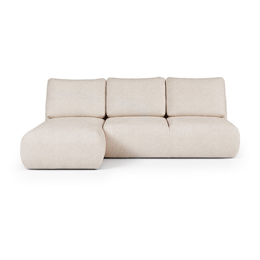 Colțar crem cu tapițerie din țesătură bouclé (cu colț pe partea stângă/cu șezlong) Mirel – Rodier