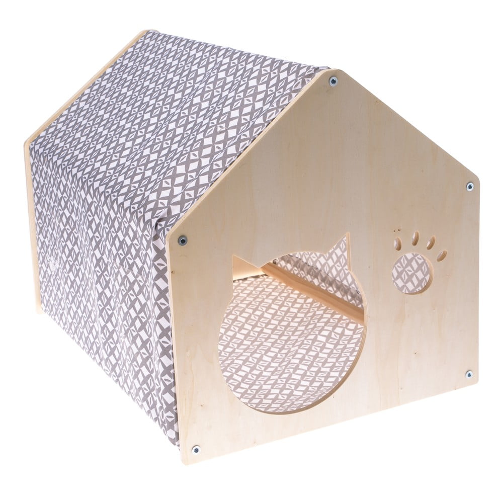 Căsuță pentru animale gri/în culoare naturală pentru pisici din bumbac 38x51.5 cm – Dakls