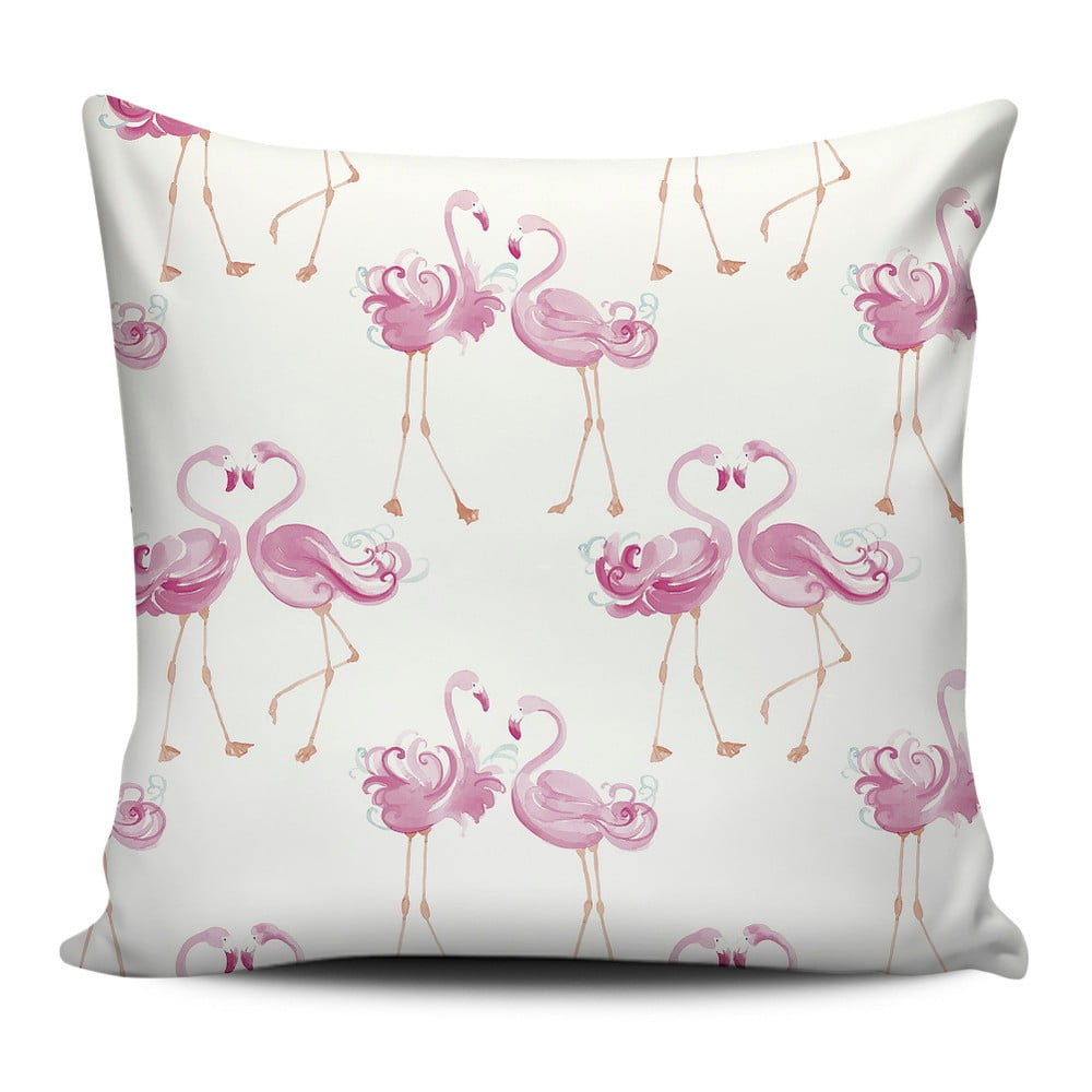 Pernă Home de Bleu Love Flamingos, 43 x 43 cm, roz alb