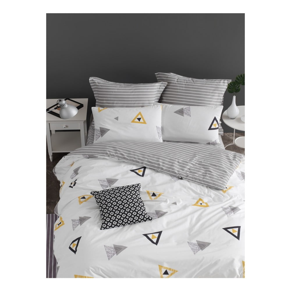 Lenjerie de pat cu cearșaf din bumbac ranforce, pentru pat dublu Mijolnir Erois White, 200 x 220 cm bonami.ro imagine noua