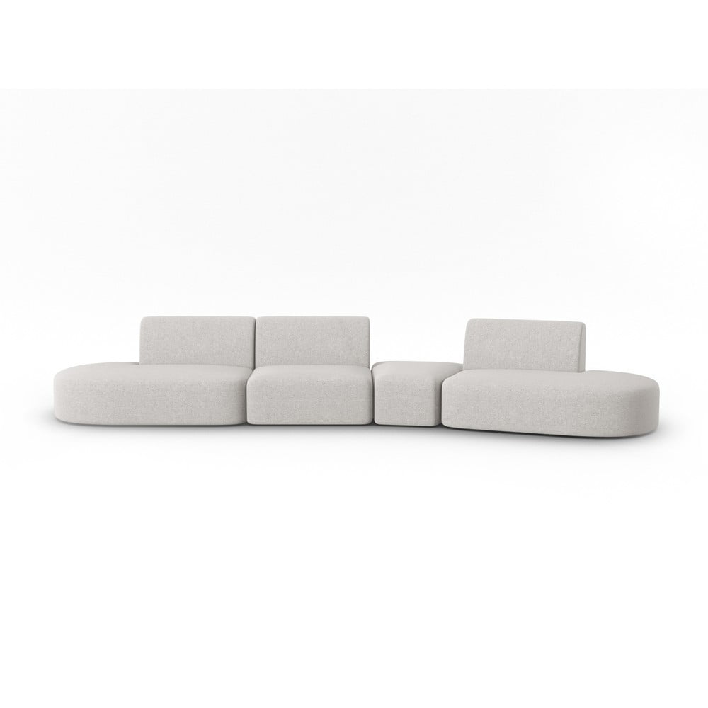 Canapea gri deschis cu tapițerie din chenille cu colț pe partea dreaptă 428 cm Paolo – Milo Casa