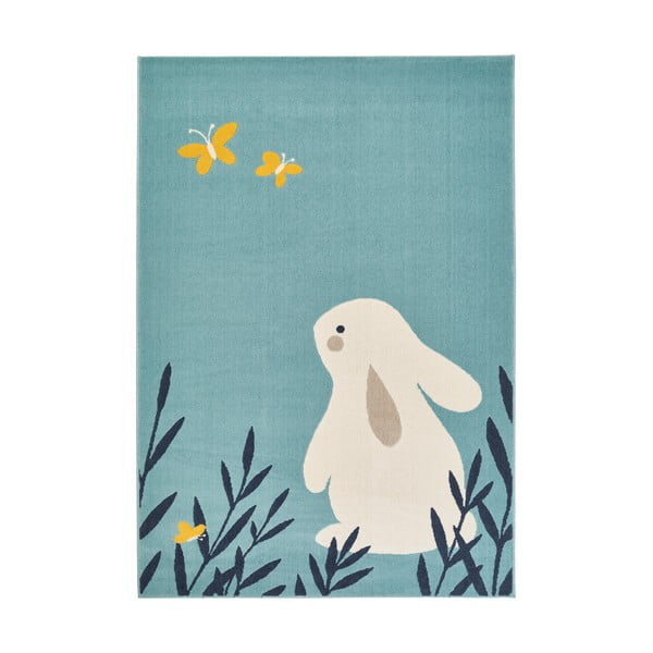 Covor pentru copii Zala Living Design Bunny Lottie, 120 x 170 cm, albastru