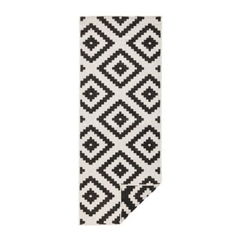 Covor adecvat pentru exterior bougari malta, 80 x 250 cm, negru - crem
