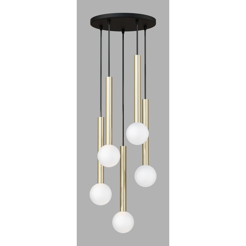 Lustră neagră/aurie cu abajur din sticlă ø 40 cm Candle – Squid Lighting