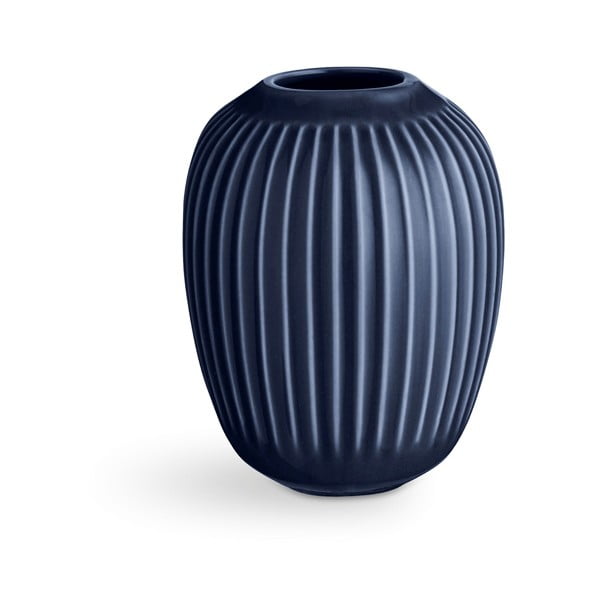 Vază din gresie Kähler Design Hammershoi, înălțime 10 cm, albastru închis