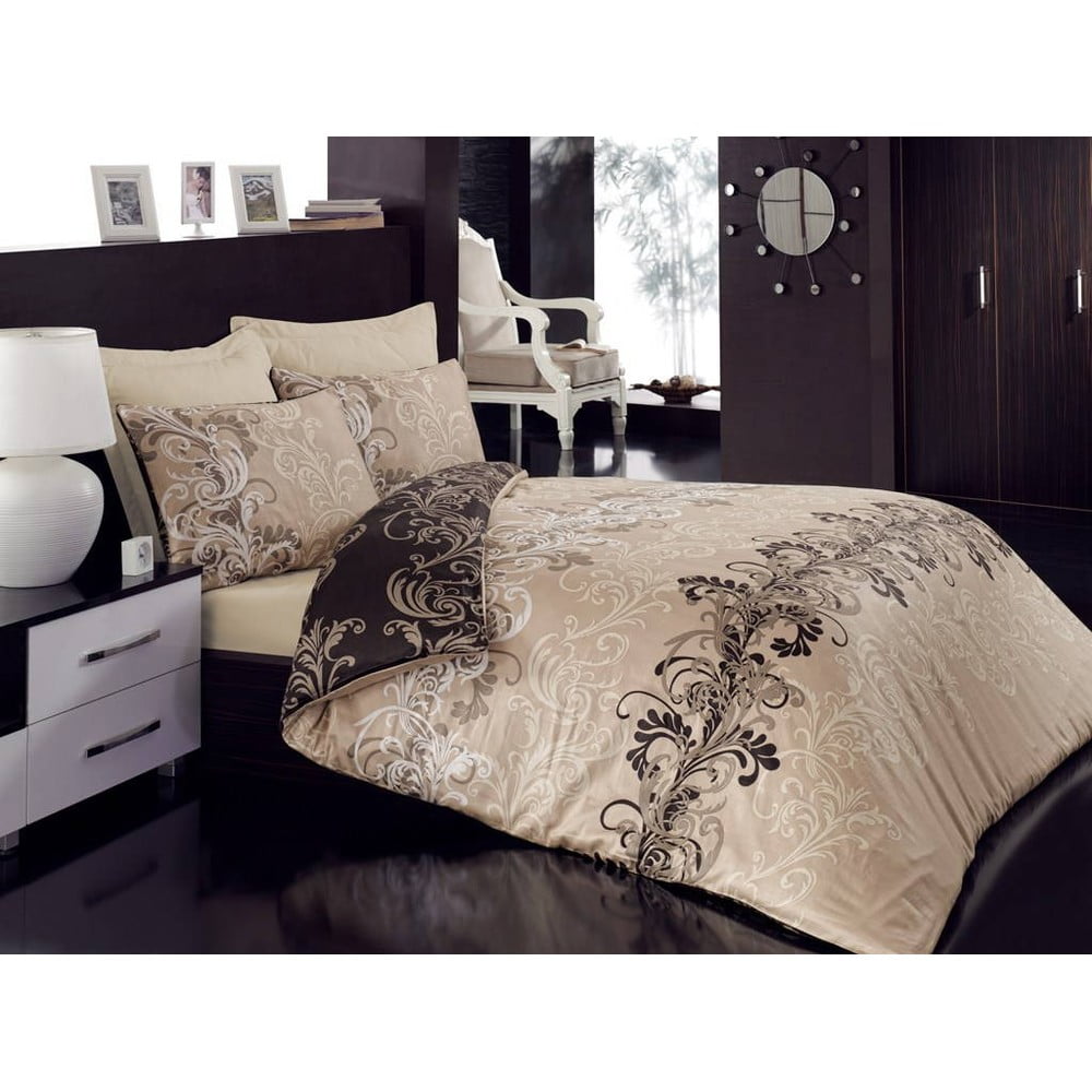 Lenjerie de pat cu cearșaf pentru pat dublu Cemile, 200 x 220 cm, bej bonami.ro imagine noua