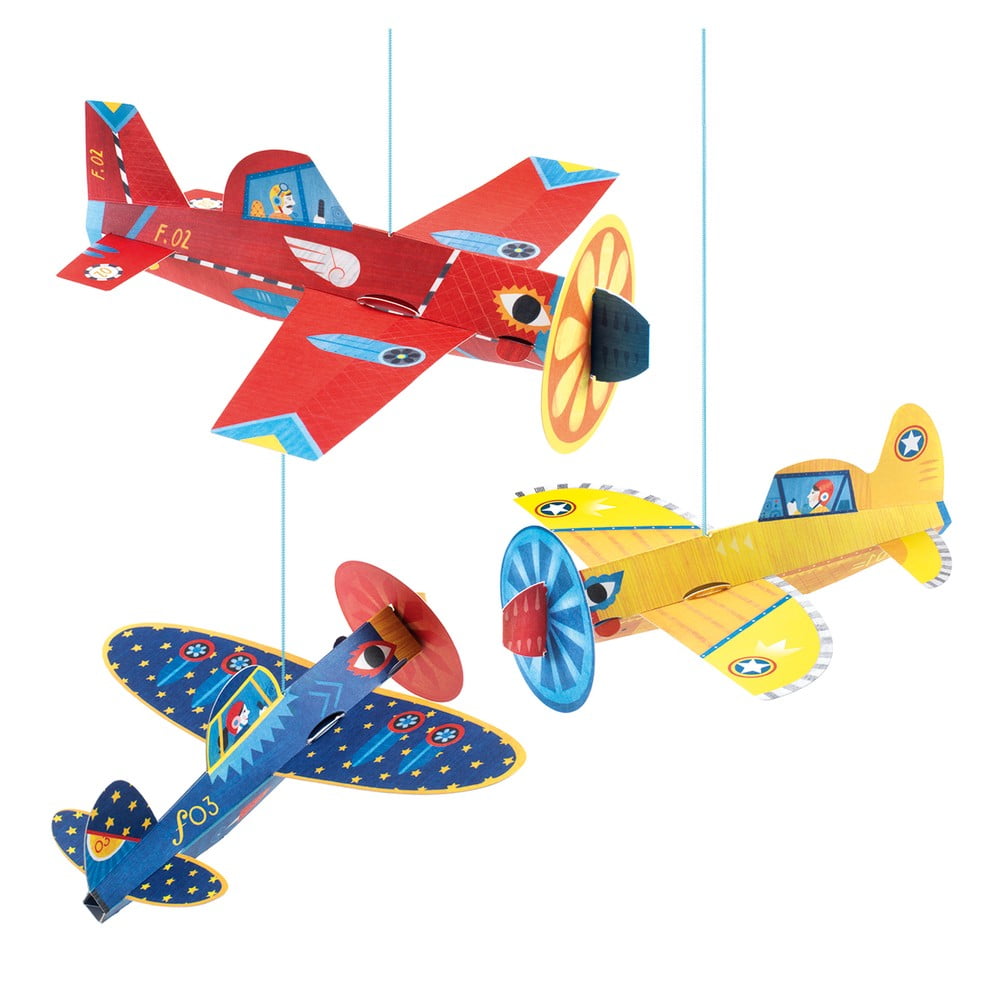  Avioane decorative suspendate din hârtie groasă Djeco 