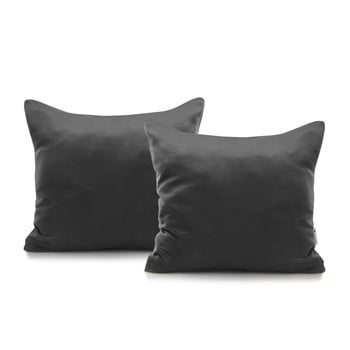 Set 2 fețe de pernă din bumbac decoking amber dimgray, 40 x 40 cm, gri închis