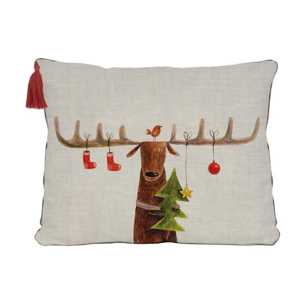 Pernă cu motive de Crăciun Little Nice Things Reindeer, 35 x 50 cm