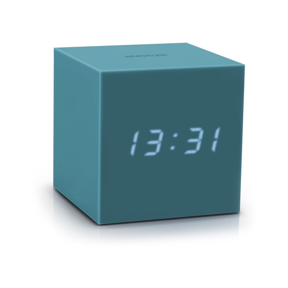 Ceas deșteptător cu LED Gingko Gravity Cube, gri – albastru bonami.ro