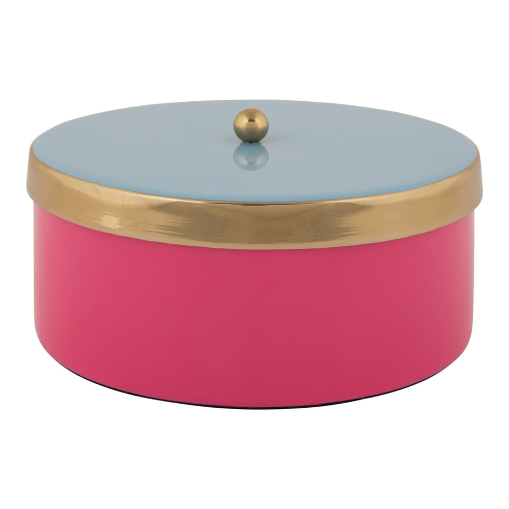 Cutie de depozitare roz din metal decorativă ø 16x6 cm Double Funky – PT LIVING