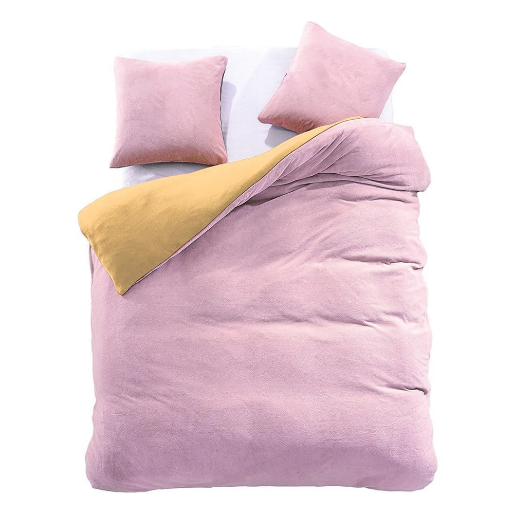 Lenjerie de pat galbenă/roz extinsă din microfibră pentru pat de o persoană 155×220 cm Furry – AmeliaHome 155x220 imagine noua
