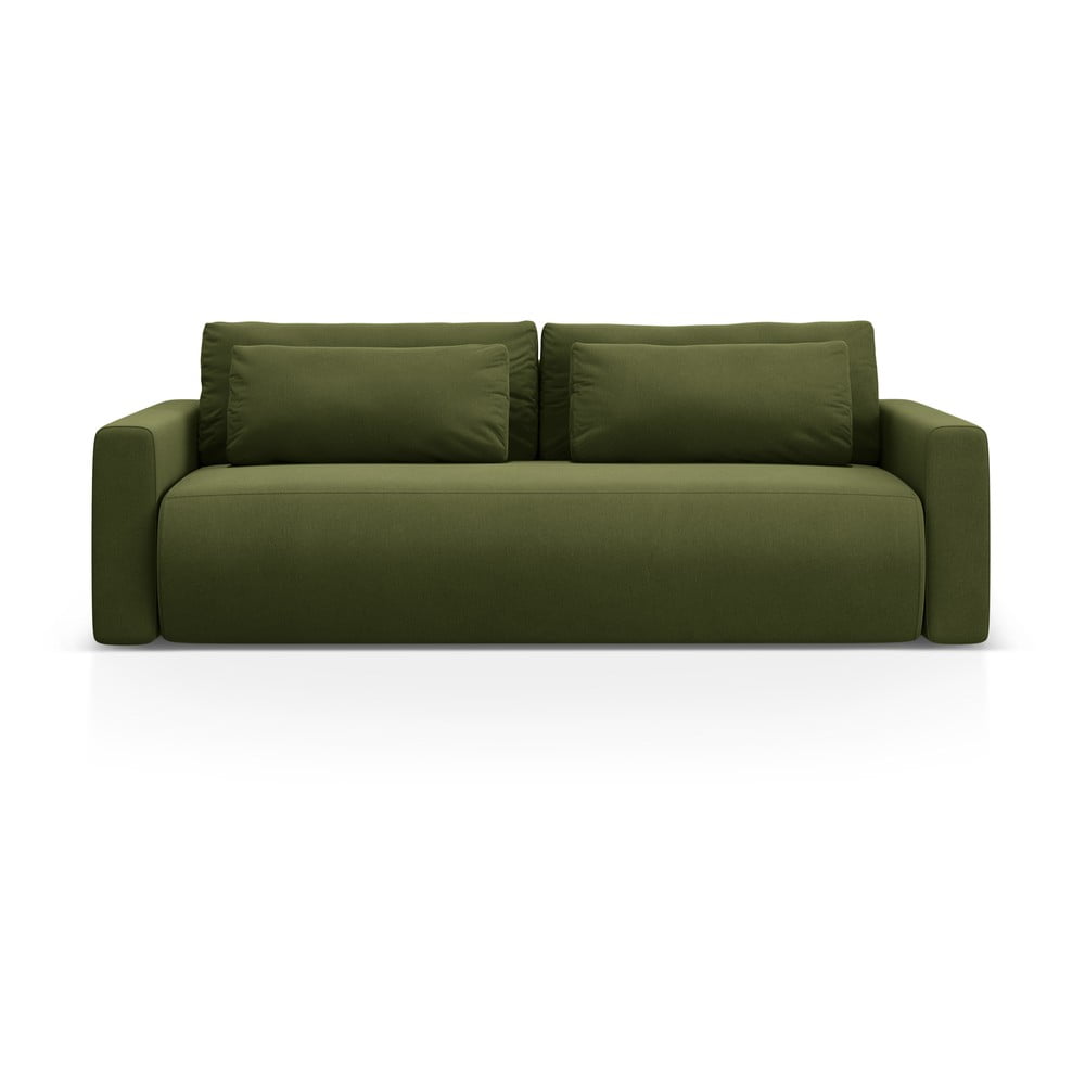 Canapea verde extensibilă/cu spațiu de depozitare cu tapițerie din catifea 238 cm Belfast – Cosmopolitan Design