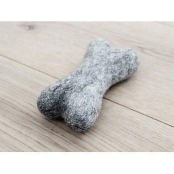 Jucărie în formă de os pentru animale, din lână wooldot pet bones, lungime 14 cm, gri oțel