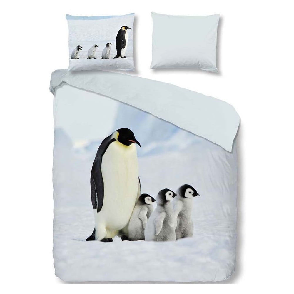 Lenjerie de pat din bumbac Muller Textiel Penguins, 200 x 200 cm