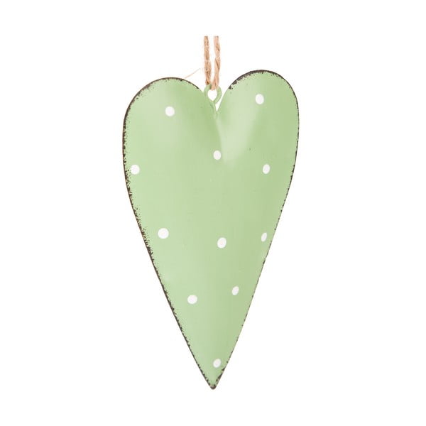 Set 3 decorațiuni metalice suspendate Dakls Dotty Heart, verde