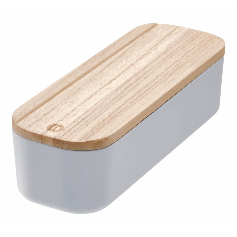 Cutie depozitare cu capac din lemn paulownia iDesign Eco, 9 x 27,5 cm, gri bonami.ro imagine 2022
