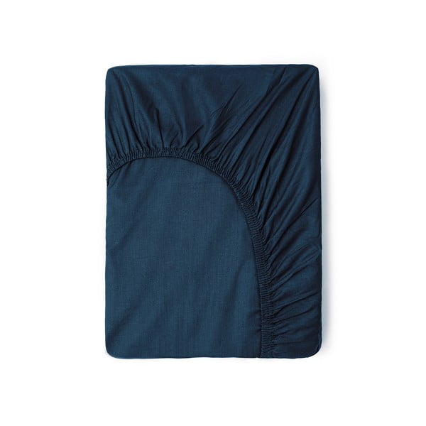 Cearșaf elastic din bumbac Good Morning, 140 x 200 cm, albastru închis