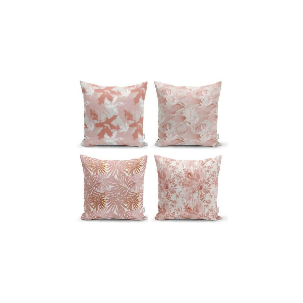Set 4 fețe de pernă decorative Minimalist Cushion Covers Pink Leaves, 45 x 45 cm bonami.ro imagine noua somnexpo.ro
