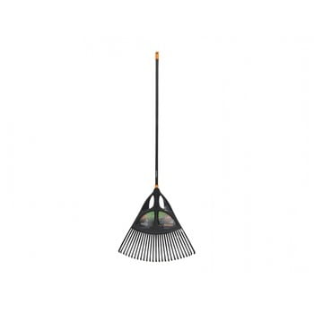 Greblă din aluminiu cu mâner pentru frunze fiskars solid, lățime 65 cm, negru