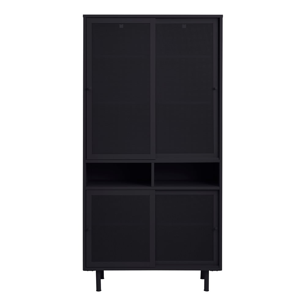 Dulap negru din metal cu ușă glisantă 90x180x40 cm Veep – Unique Furniture