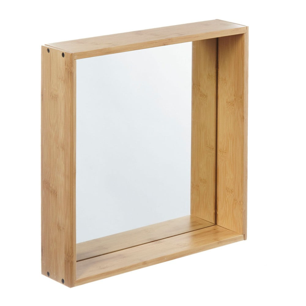 Oglindă de perete cu ramă din lemn de bambus Furniteam Design, 40 x 90 cm
