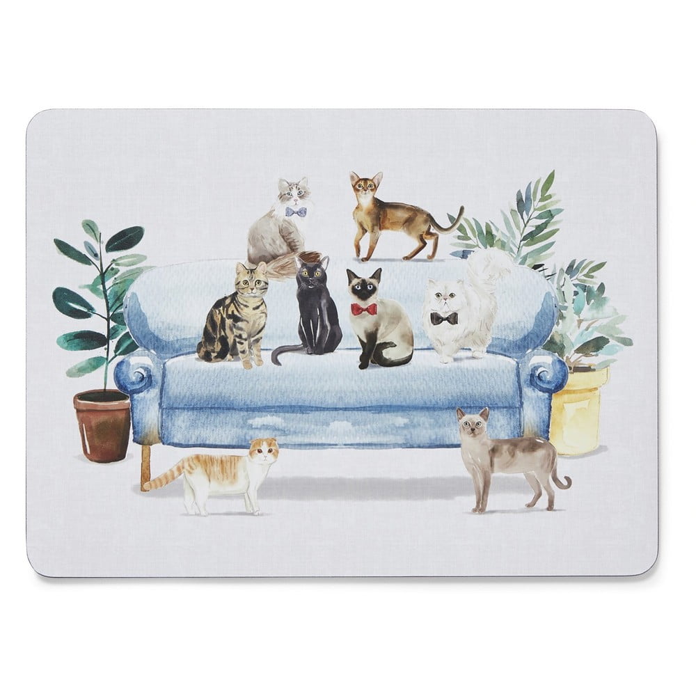 Set 4 suporturi farfurii din plută 21.5x29 cm Curious Cats - Cooksmart ®