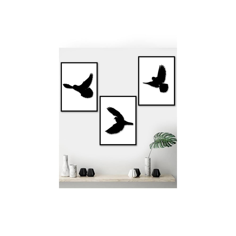 Set 3 tablouri în ramă neagră de Kate Louise Birds, 15 x 20 cm bonami.ro imagine 2022