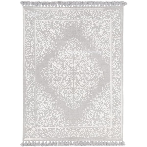 Covor țesut manual din bumbac Westwing Collection Salima, 160 x 230 cm, gri