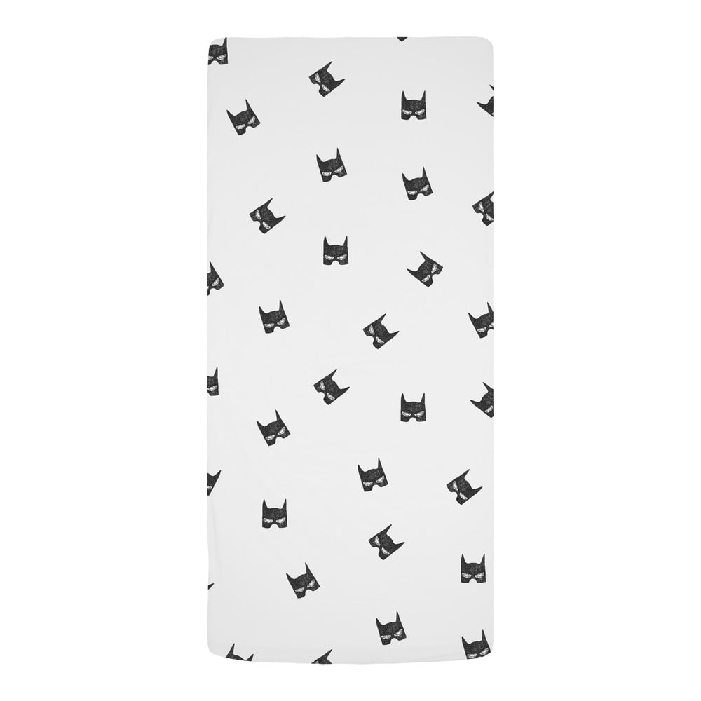 Cearceaf pentru copii alb-negru din bumbac satinat pentru pat de o persoană cu elastic 90x200 cm Be a Hero – Butter Kings