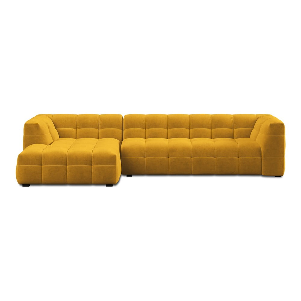 Colțar cu tapițerie din catifea și șezlong pe partea stângă Windsor & Co Sofas Vesta, galben bonami.ro imagine noua