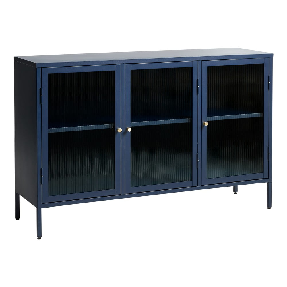 Vitrină din metal Unique Furniture Bronco, înălțime 85 cm, albastru bonami.ro imagine 2022