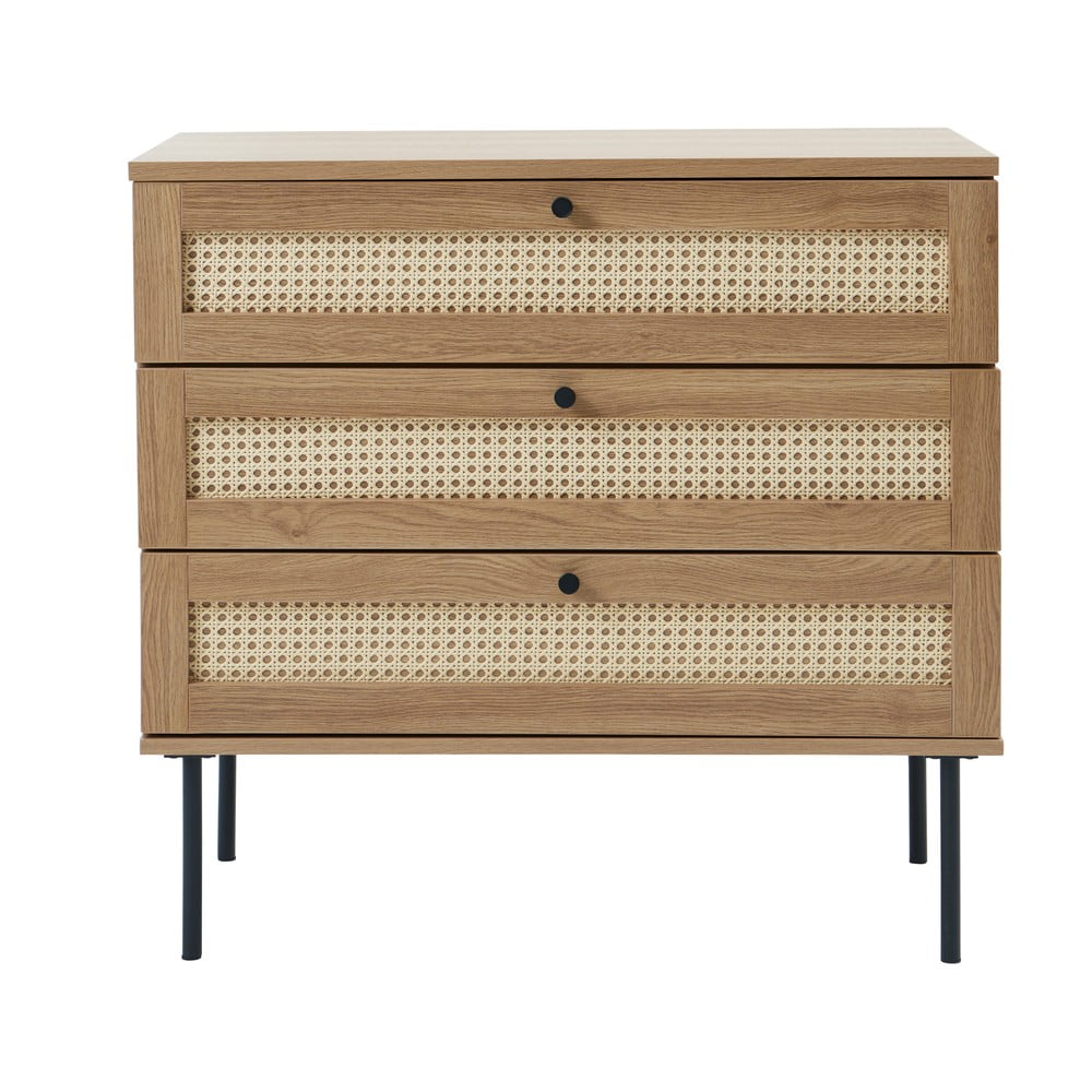 Comodă în culoare naturală joasă cu aspect de lemn de stejar 80x75 cm Pensacola – Unique Furniture