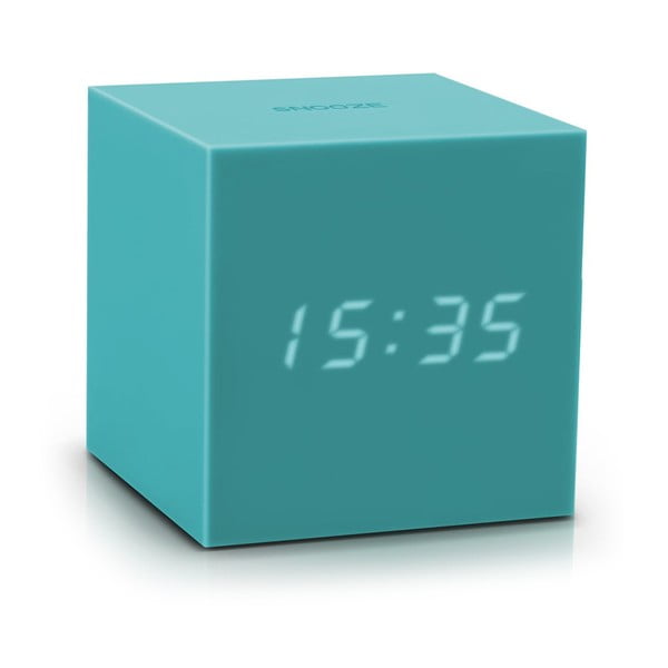 Ceas deșteptător cu LED Gingko Gravity Cube, turcoaz