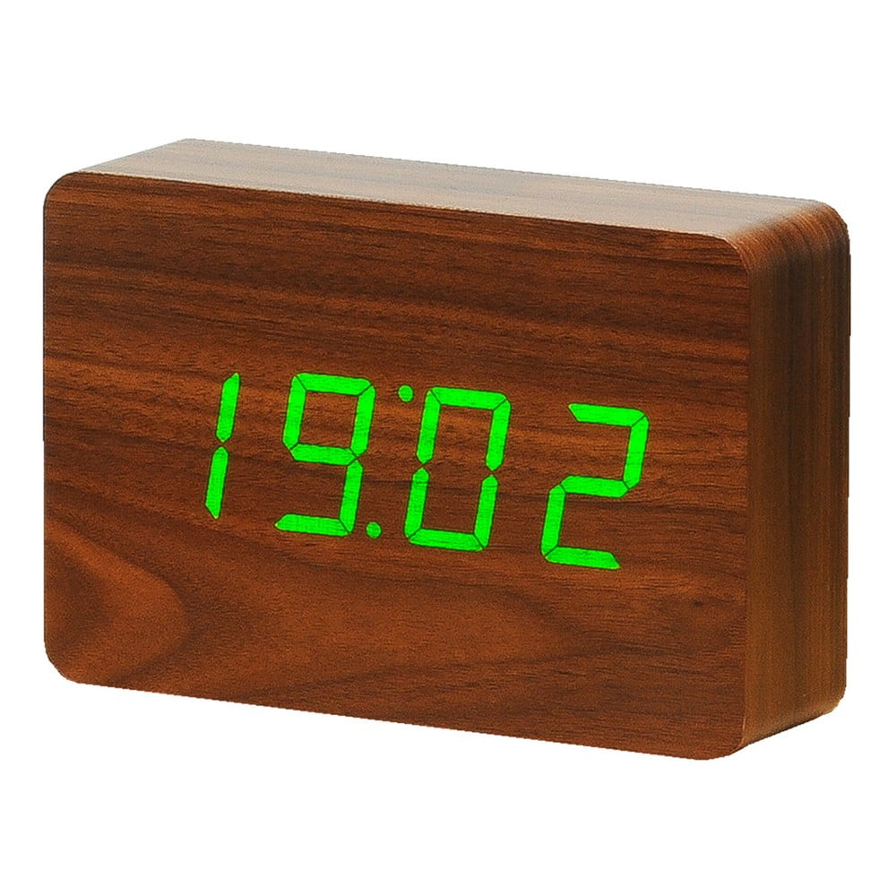 Ceas deșteptător cu LED Gingko Brick Click Clock, maro-verde bonami.ro