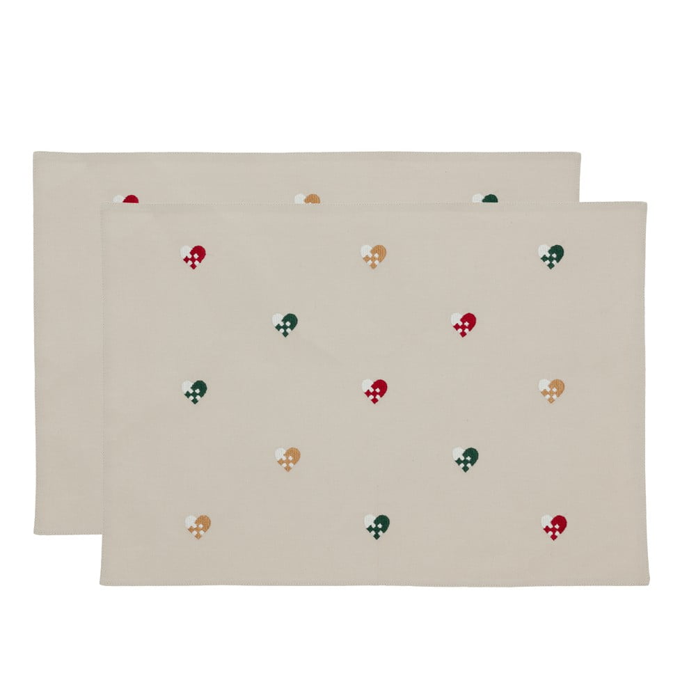 Suporturi pentru farfurii 2 buc. din material textil 33x48 cm Hearts Embloidery – Södahl