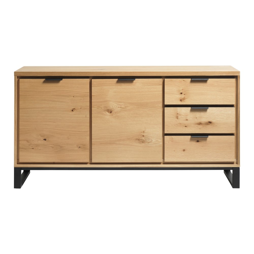 Comodă în culoare naturală joasă cu aspect de lemn de stejar 160×83 cm Livorno – Unique Furniture 160x83 imagine noua