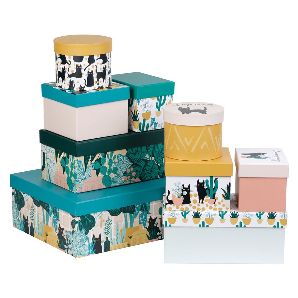 Cutii de depozitare 9 buc. din carton cu capac/decorative chamouflage – jardin d'ulysse