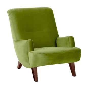 Fotoliu max winzer brandford suede verde, cu picioare maro