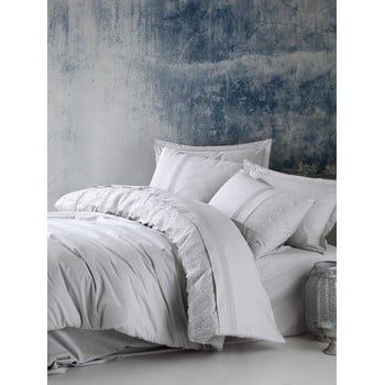 Lenjerie de pat din bumbac cu cearșaf cotton box elba, 200 x 220 cm, gri deschis