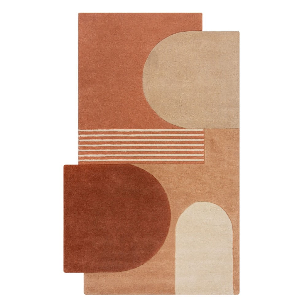 Covor teracotă țesut manual din lână 150x240 cm Lozenge Terracotta – Flair Rugs