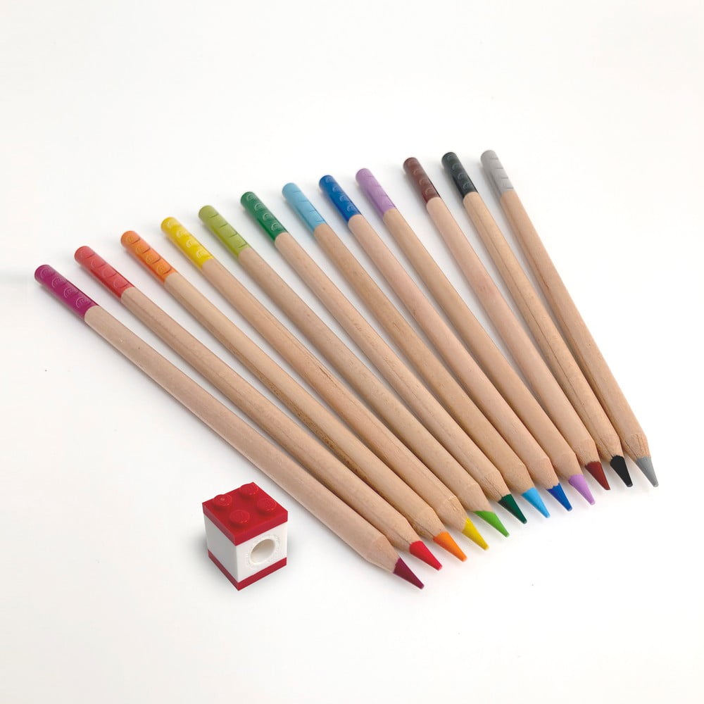 Set 12 creioane colorate cu clips în formă de lego LEGO® Stationery bonami.ro