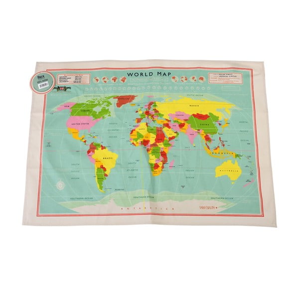 Prosop de bucătărie din bumbac Rex London World Map, 50 x 70 cm