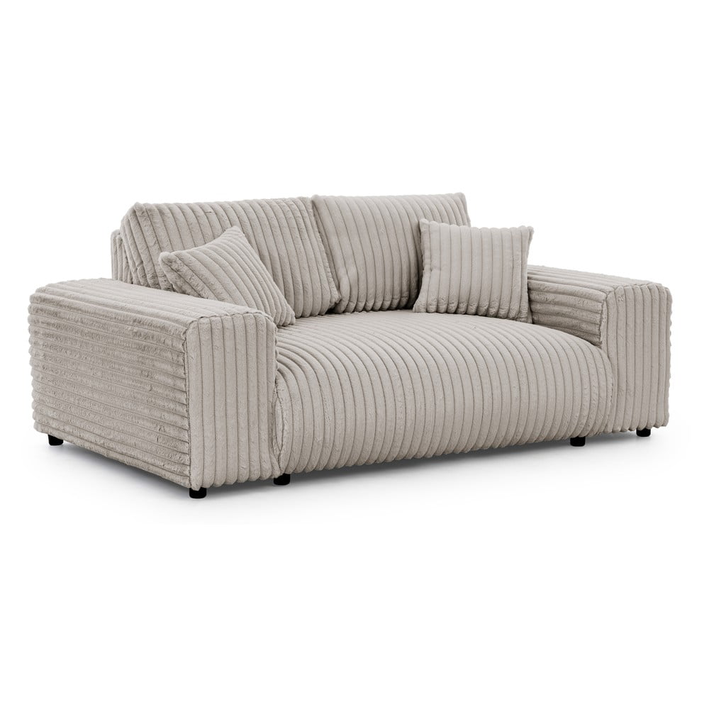 Canapea gri deschis cu tapițerie din catifea reiată 178 cm Justin – Ropez