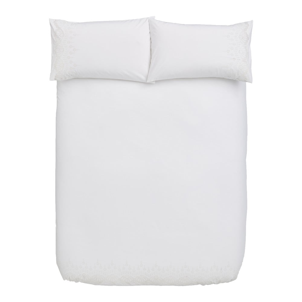 Lenjerie de pat din bumbac Bianca Embroidery Anglaise, 135 x 200 cm, alb Bianca imagine 2022