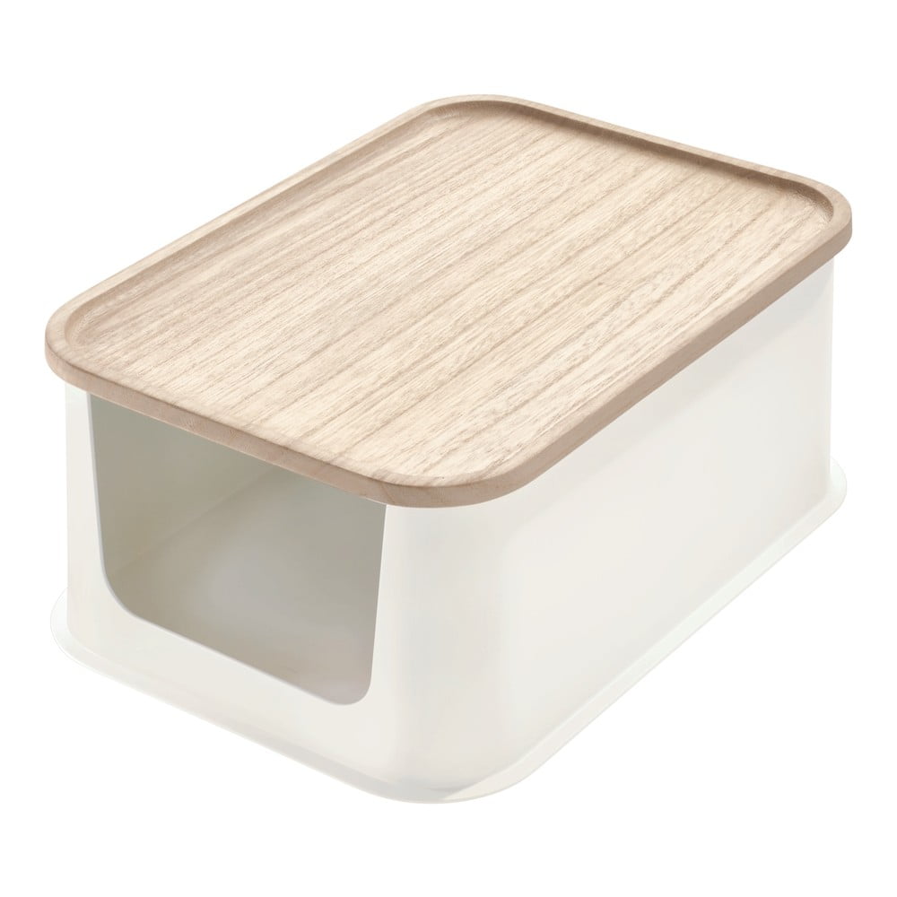 Cutie depozitare cu capac din lemn paulownia iDesign Eco Open, 21,3 x 30,2 cm, alb bonami.ro